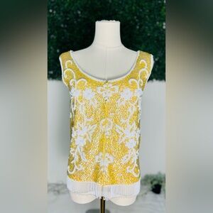 Vintage Stephen Chu Beaded Sweater Factory lined sequin sleeveless top lavish S